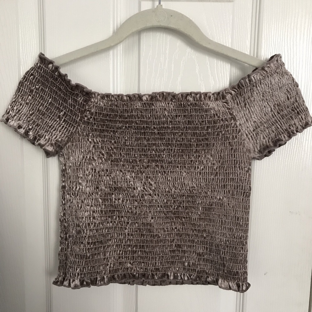 ribbed off shoulder crop top